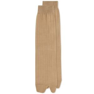 Maison Martin Margiela Jersey Ribbed Tabi Bootleg Socks Sz Small Nude 78% Wool